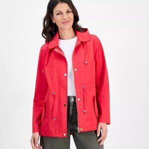 Lightweight Charter Club Red Raincoat/Jacket Women’s 2X Hooded